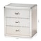 Baxton Studio Armel Silver Metal 3-Drawer Nightstand 160-10243 - alternate 2